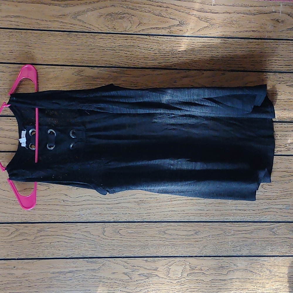 Maurices Black Grommet Lace Up Back Vest